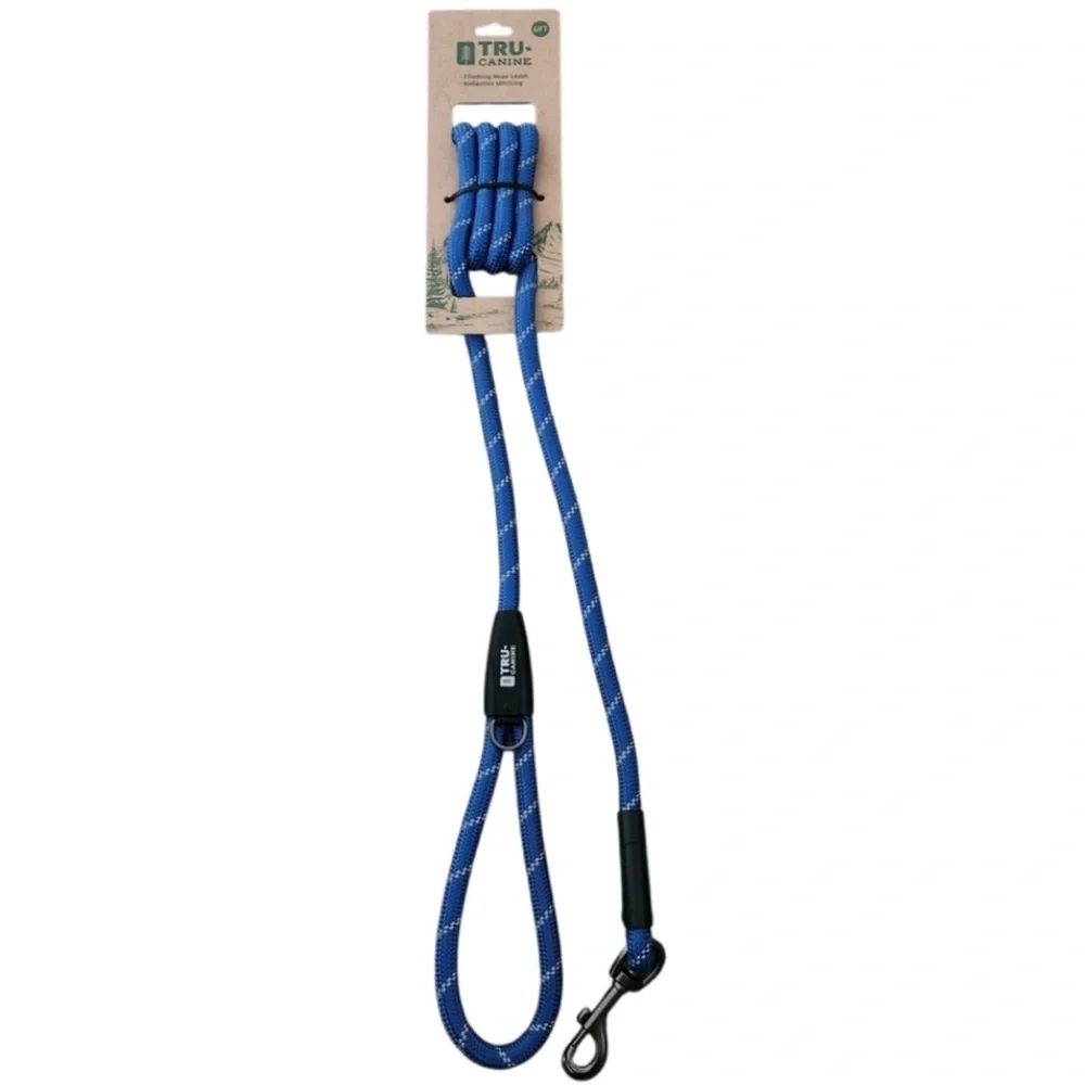 🦮🐩🐕‍🦺 “TRU-CANINE” 6 FT BLUE CLIMBING ROPE LEASH WITH REFLECTIVE STITCHING❗️